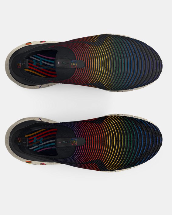 Unisex UA HOVR™ Phantom 2 IntelliKnit Slip Pride Running Shoes in Black image number 3